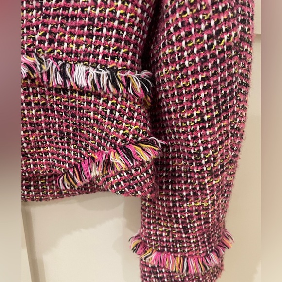 Karen Millen Pink Fringe Tweed Blazer Jacket - Picture 16 of 16